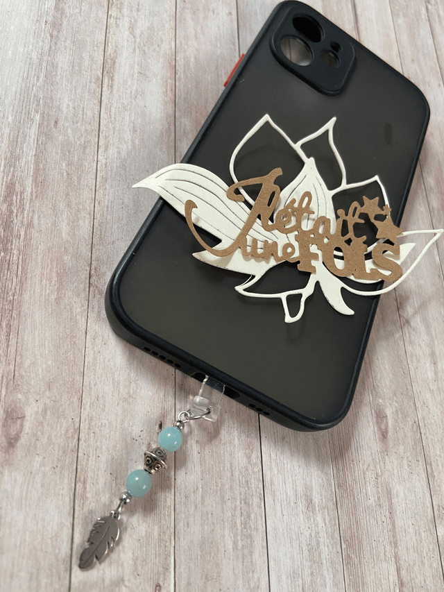 Bijoux de portable "plume" en Amazonite