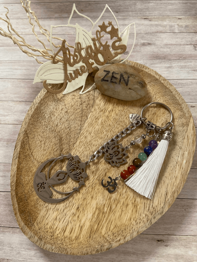 Porte clefs "Yoga" en 7 chakras