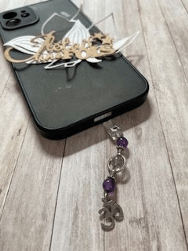Bijoux de portable "OM" en Améthyste