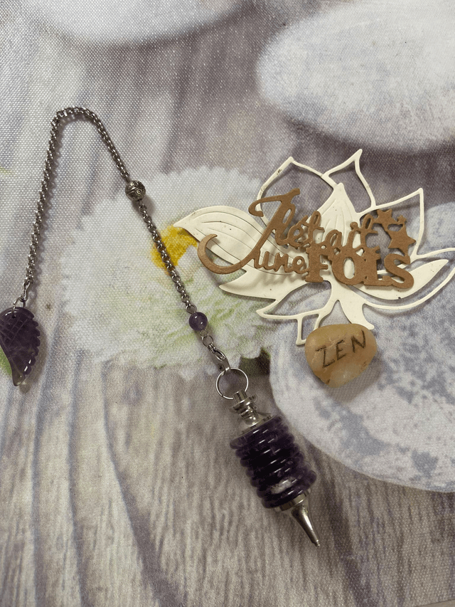 Pendule disque "Aile d'ange" en Améthyste
