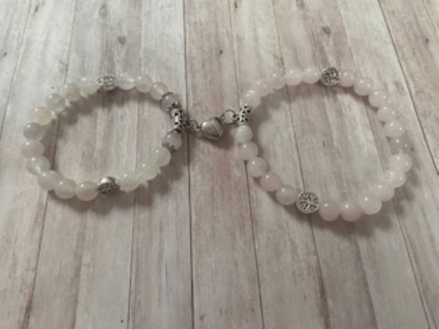 Bracelet couple « Quartz rose/Pierre de Lune »