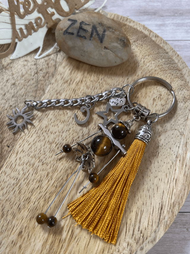 Porte clefs "Bonhomme" en Oeil de tigre