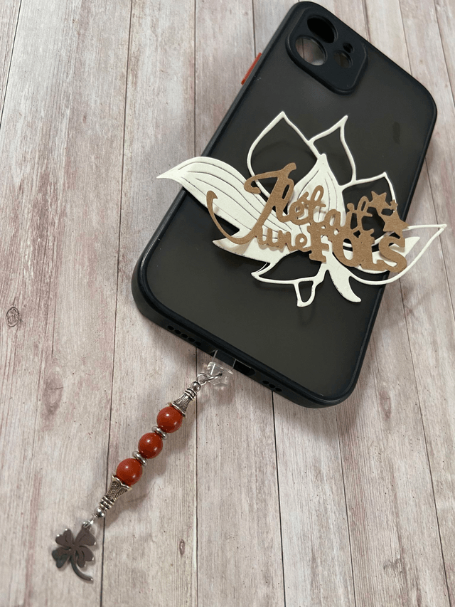 Bijoux de portable "trèfle" en Jaspe rouge