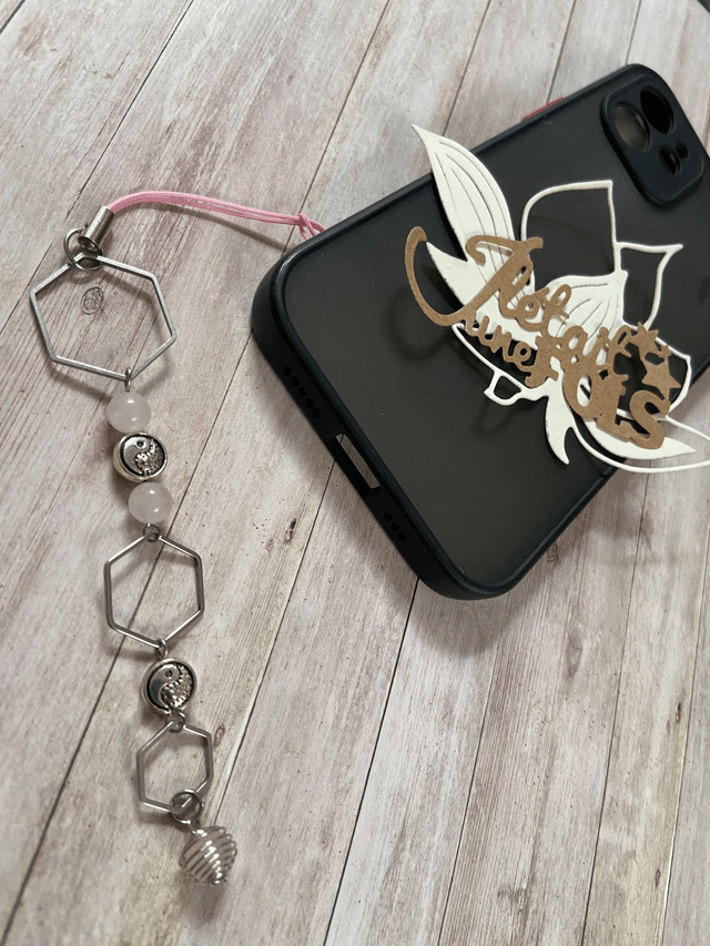Breloque de coque de téléphone "Yin/Yang" en Quartz rose