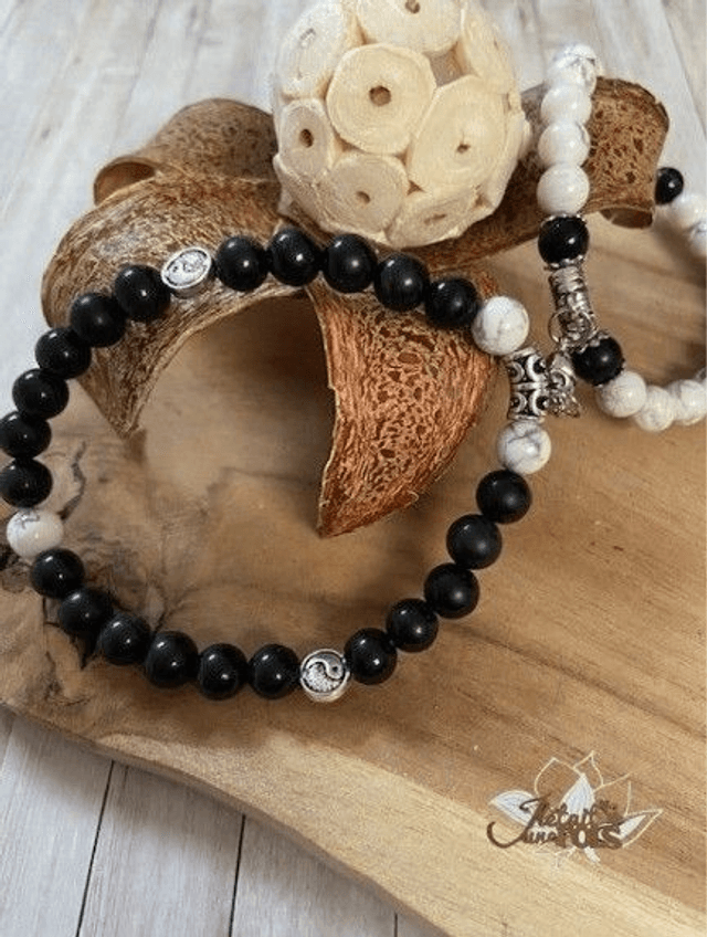 Bracelet Couple "Obsidienne Noire/Howlite"