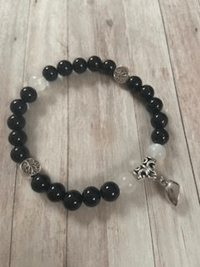 Bracelet "Couple" Obsidienne noire/Pierre de Lune