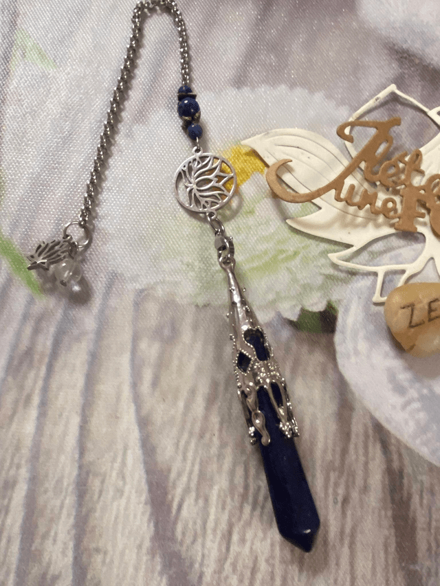 Pendule Pointe "Fleur de lotus" en Lapis Lazuli