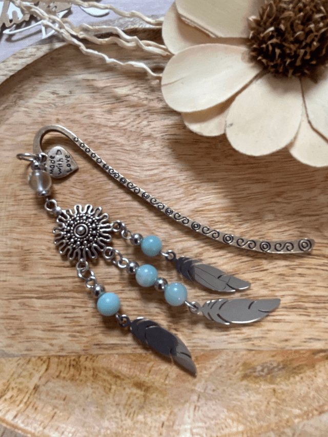 Marque page " attrape rêve" en Amazonite