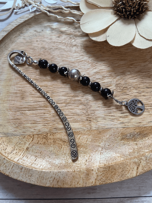 Marque page "Triquetra" en Améthyste et Quartz rose