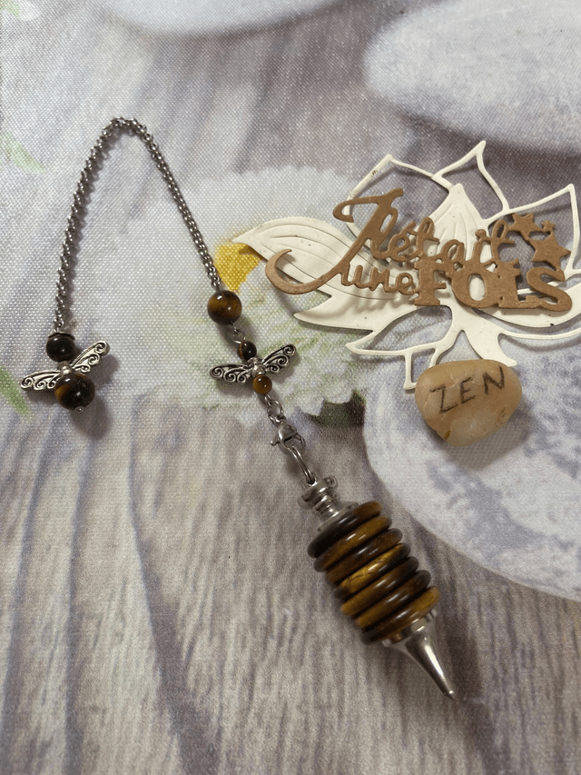 Pendule Disque "Ange" en Oeil de tigre