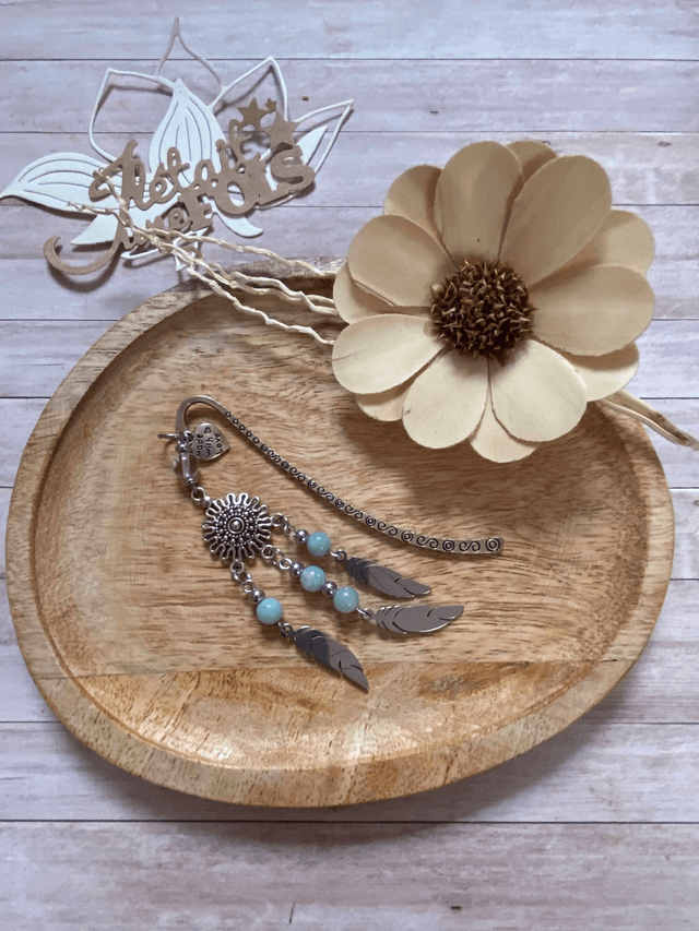 Marque page &quot; attrape rêve&quot; en Amazonite