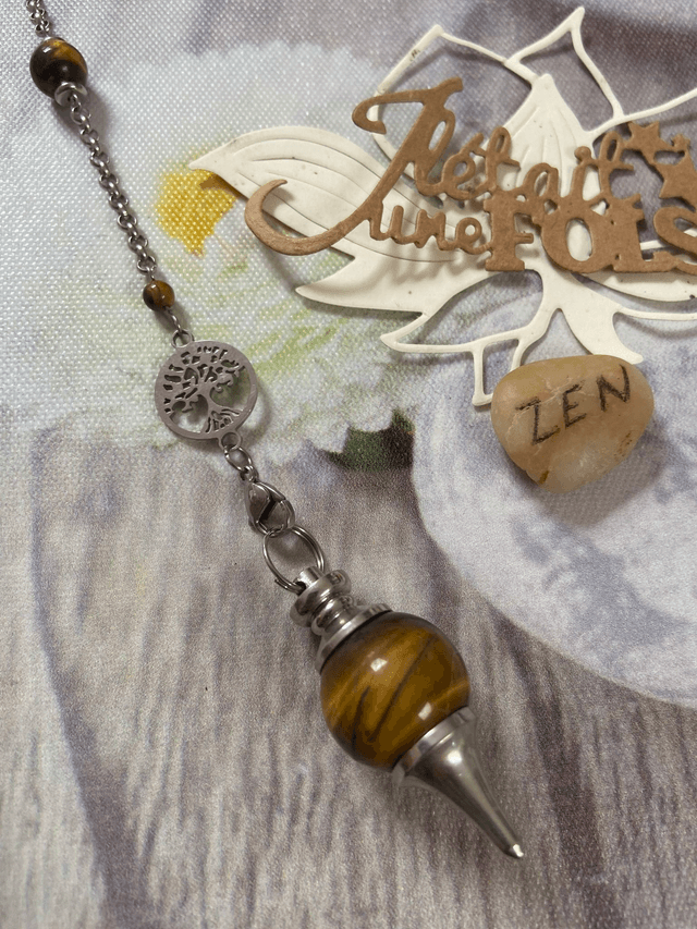 Pendule sephoroton &quot;arbre de vie&quot; en Oeil de tigre