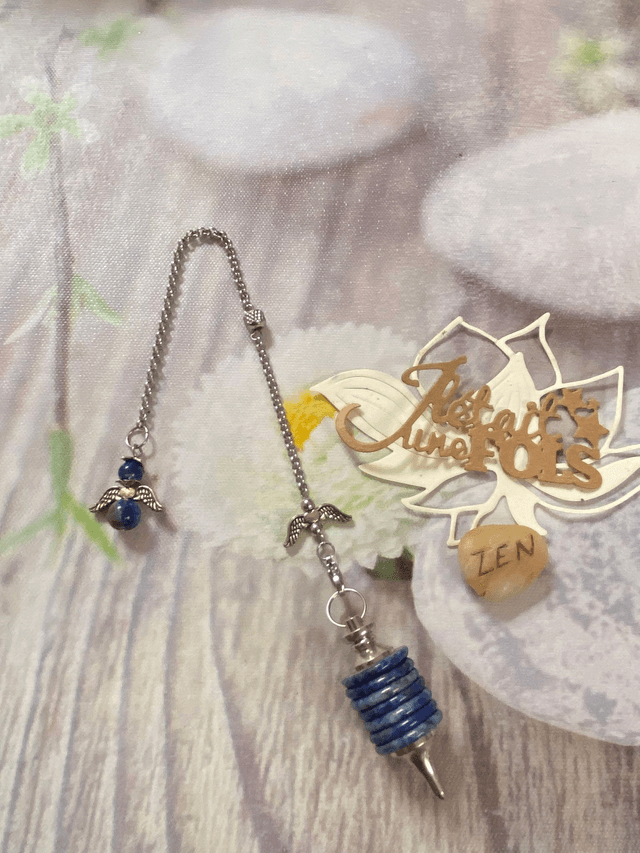 Pendule Disque &quot;Ange&quot; en Lapis Lazuli